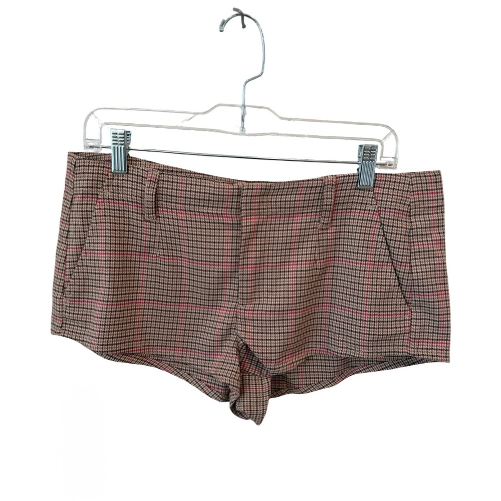 Free People Plaid Bermuda Shorts in Brown with Pink Accents. We the Free